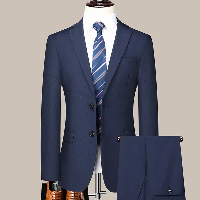 2024 Two-button Suit for Men (suit   Trousers) Handsome Slim-fit Business Professional Work Formal Two-piece Set  S-6XL