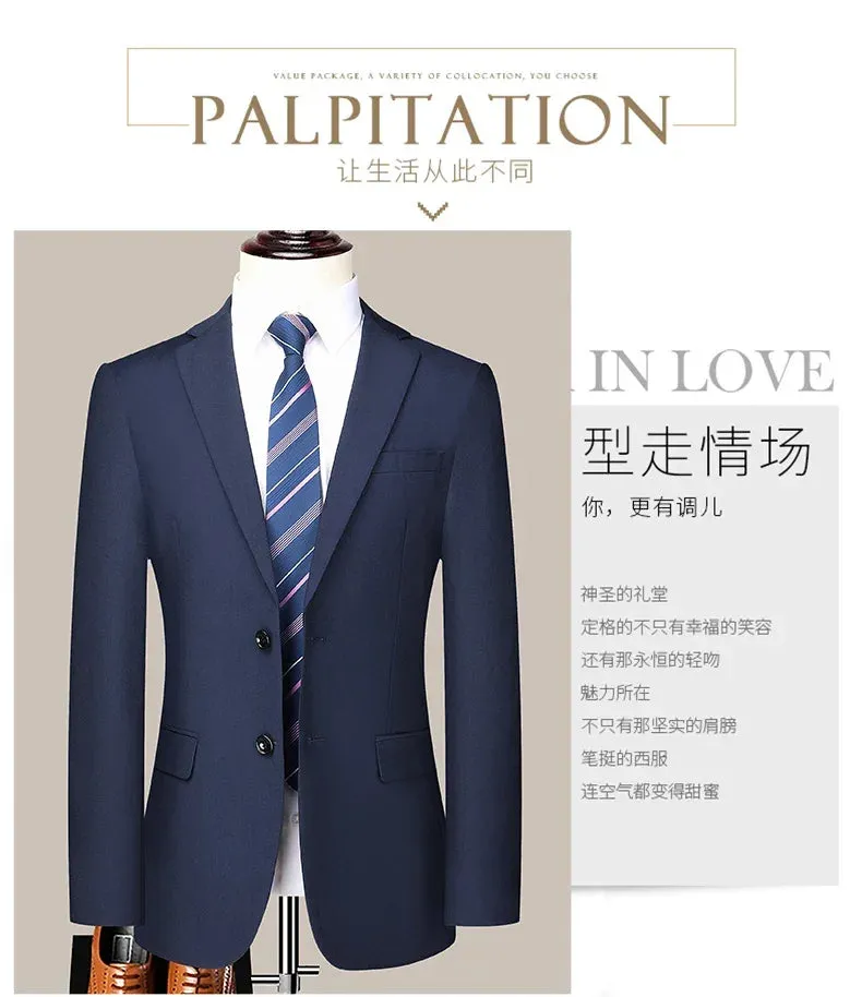 2024 Two-button Suit for Men (suit   Trousers) Handsome Slim-fit Business Professional Work Formal Two-piece Set  S-6XL