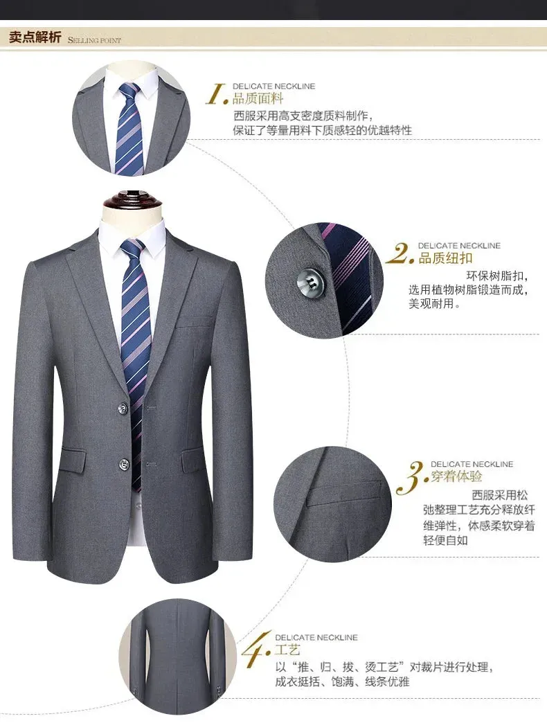 2024 Two-button Suit for Men (suit   Trousers) Handsome Slim-fit Business Professional Work Formal Two-piece Set  S-6XL