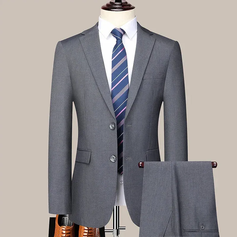 2024 Two-button Suit for Men (suit   Trousers) Handsome Slim-fit Business Professional Work Formal Two-piece Set  S-6XL