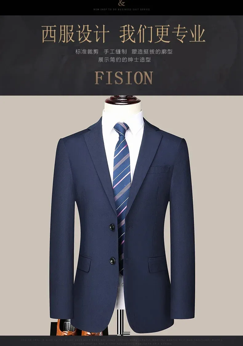 2024 Two-button Suit for Men (suit   Trousers) Handsome Slim-fit Business Professional Work Formal Two-piece Set  S-6XL