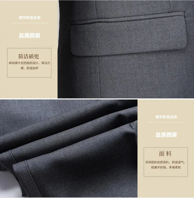 2024 Two-button Suit for Men (suit   Trousers) Handsome Slim-fit Business Professional Work Formal Two-piece Set  S-6XL