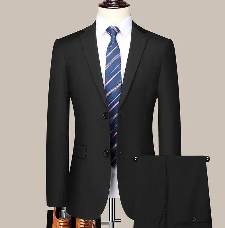 2024 Two-button Suit for Men (suit   Trousers) Handsome Slim-fit Business Professional Work Formal Two-piece Set  S-6XL