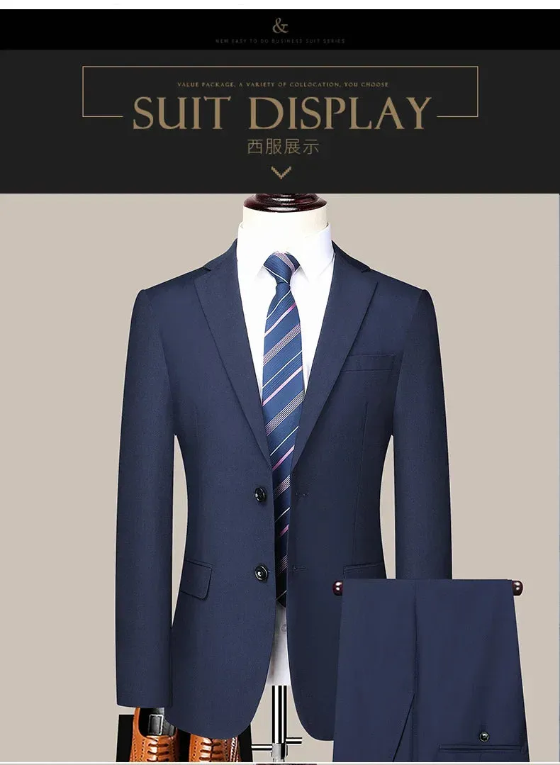 2024 Two-button Suit for Men (suit   Trousers) Handsome Slim-fit Business Professional Work Formal Two-piece Set  S-6XL