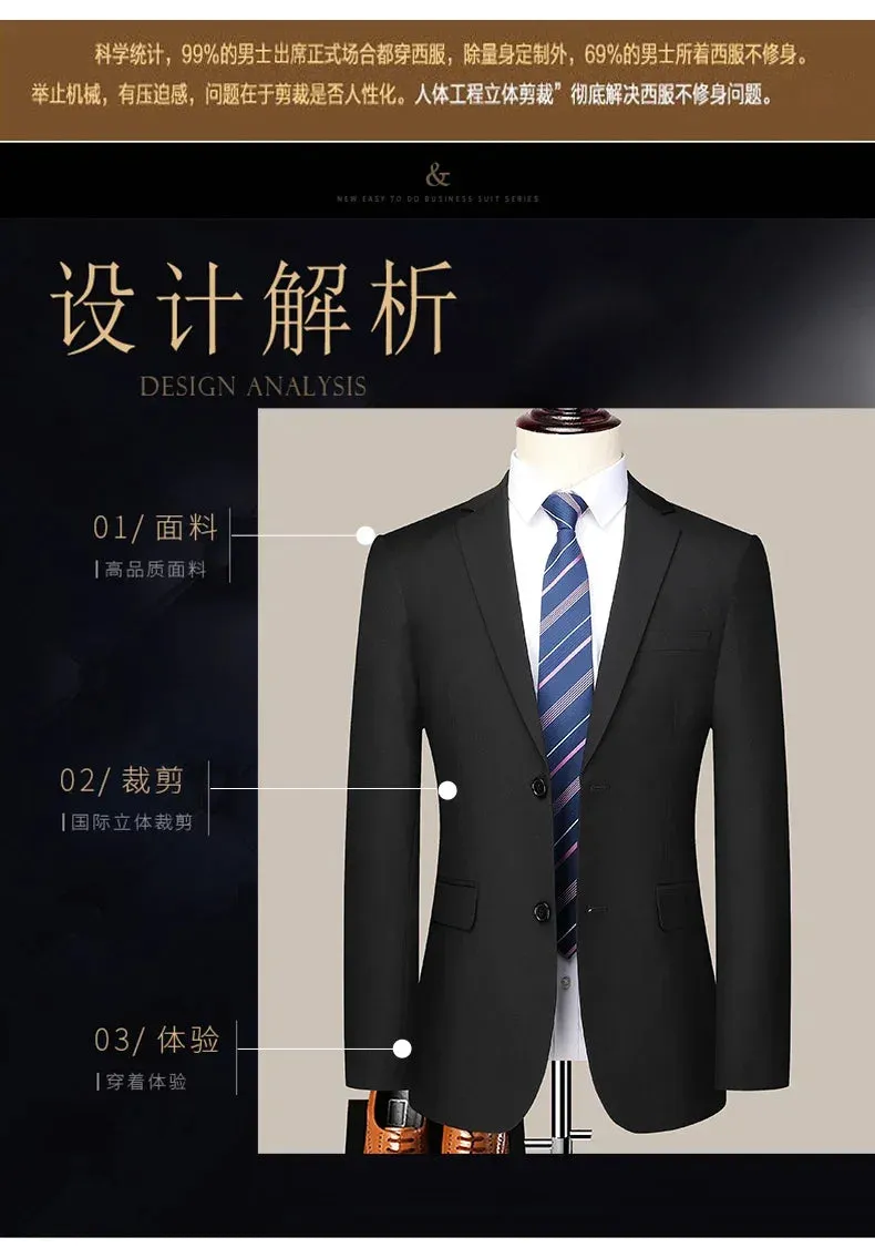 2024 Two-button Suit for Men (suit   Trousers) Handsome Slim-fit Business Professional Work Formal Two-piece Set  S-6XL