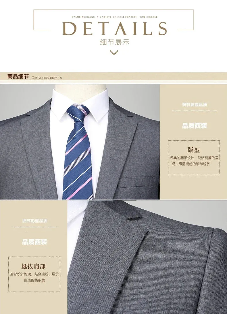 2024 Two-button Suit for Men (suit   Trousers) Handsome Slim-fit Business Professional Work Formal Two-piece Set  S-6XL