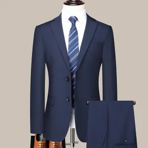 2024 Two-button Suit for Men (suit   Trousers) Handsome Slim-fit Business Professional Work Formal Two-piece Set  S-6XL