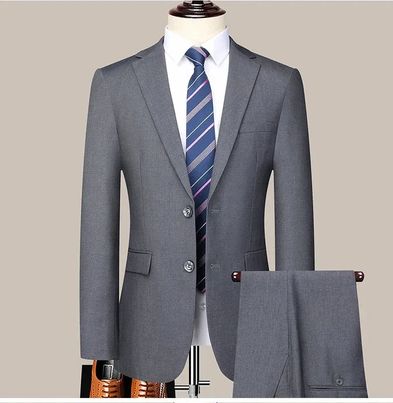 2024 Two-button Suit for Men (suit   Trousers) Handsome Slim-fit Business Professional Work Formal Two-piece Set  S-6XL