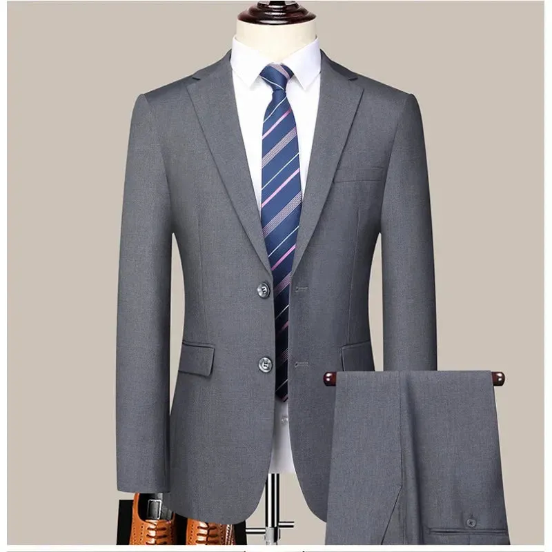 2024 Two-button Suit for Men (suit   Trousers) Handsome Slim-fit Business Professional Work Formal Two-piece Set  S-6XL