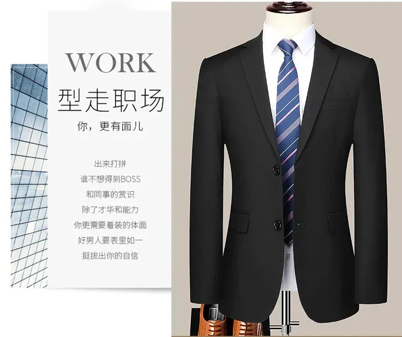 2024 Two-button Suit for Men (suit   Trousers) Handsome Slim-fit Business Professional Work Formal Two-piece Set  S-6XL