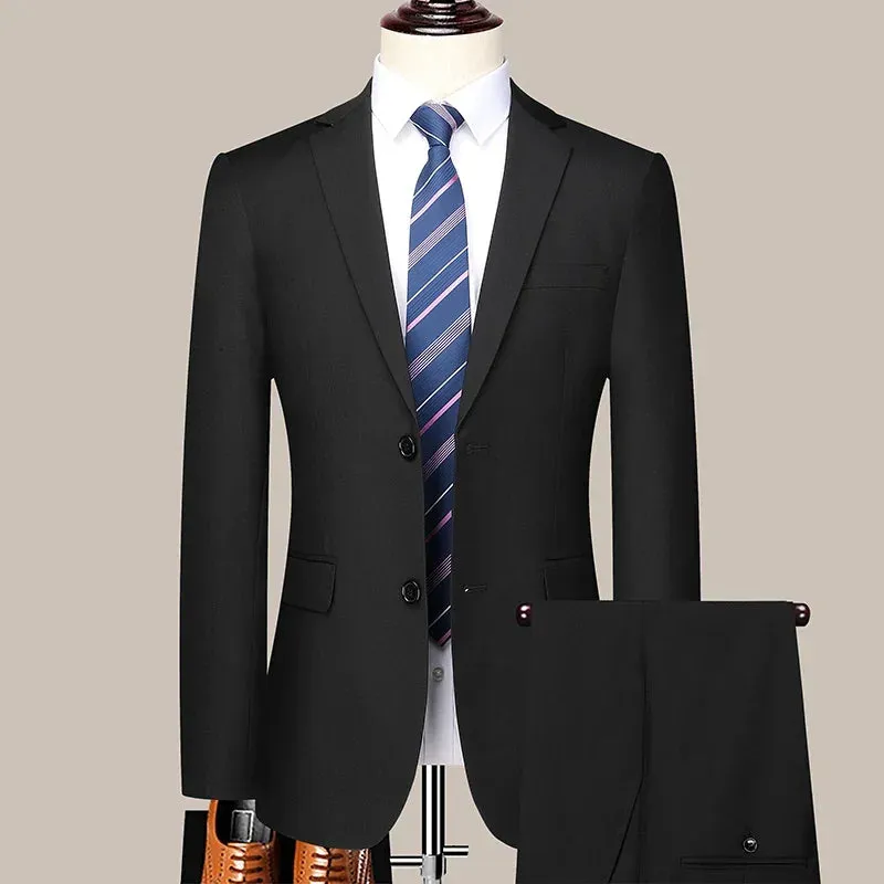 2024 Two-button Suit for Men (suit   Trousers) Handsome Slim-fit Business Professional Work Formal Two-piece Set  S-6XL