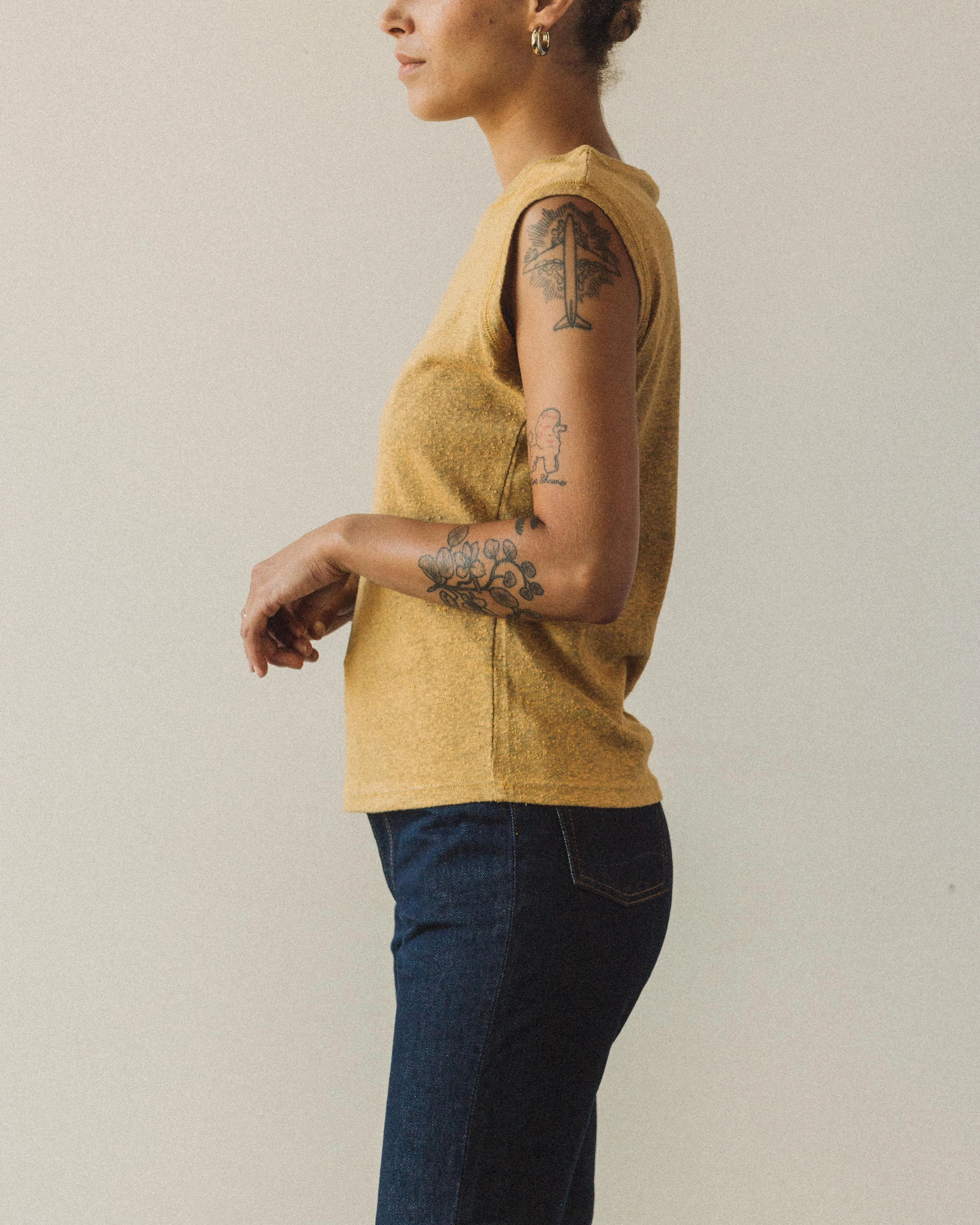 7115 Linen Textured Tank Tee, Cadmium Yellow