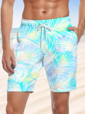 Alohadaddy Coconut Tree Gradient Drawstring Beach Casual Shorts