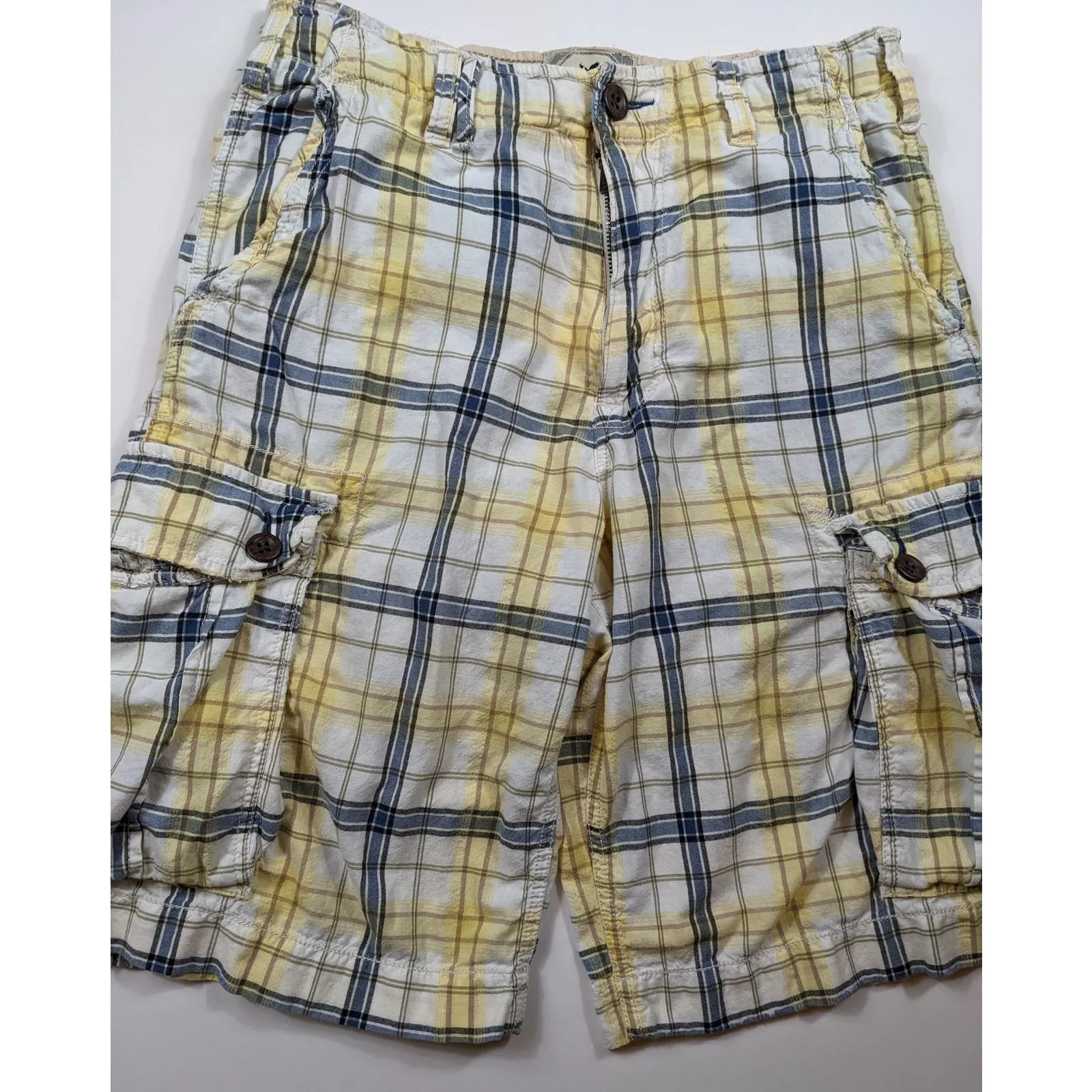 American Eagle Outfitters Longer Length Mens Shorts Sz 32 Cargo Checkered Pocket