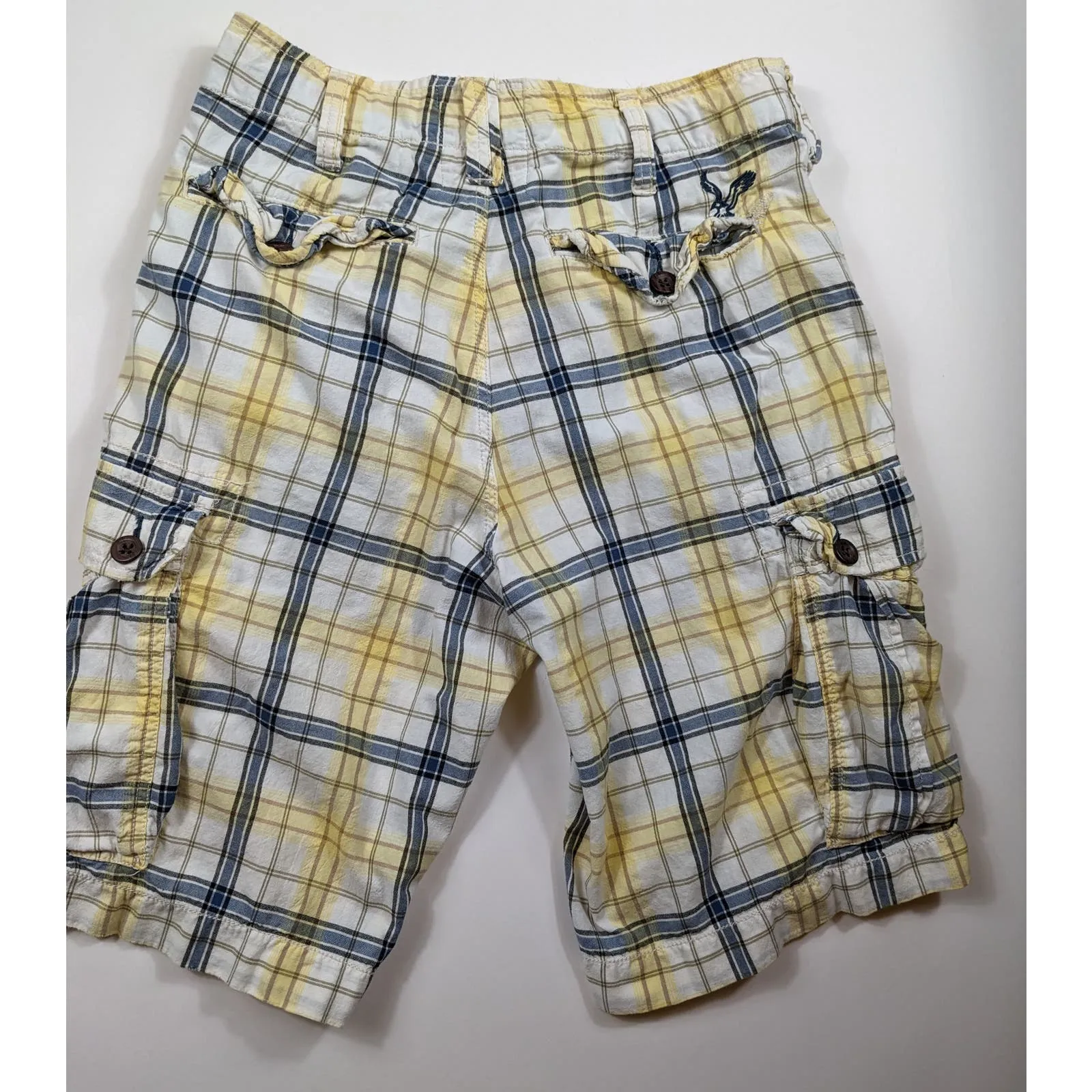 American Eagle Outfitters Longer Length Mens Shorts Sz 32 Cargo Checkered Pocket