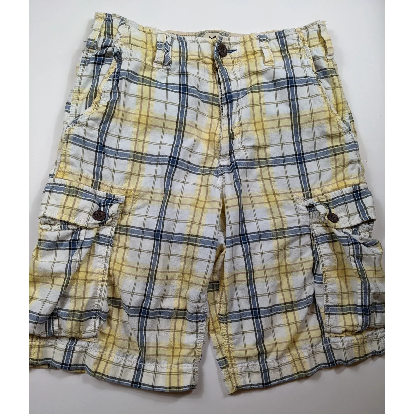 American Eagle Outfitters Longer Length Mens Shorts Sz 32 Cargo Checkered Pocket