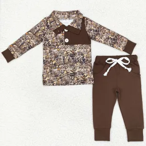 Baby Boys Clothes Fall Camo Grasses Pullovers Tops Shirt Pants Clothes Sets BLP0495