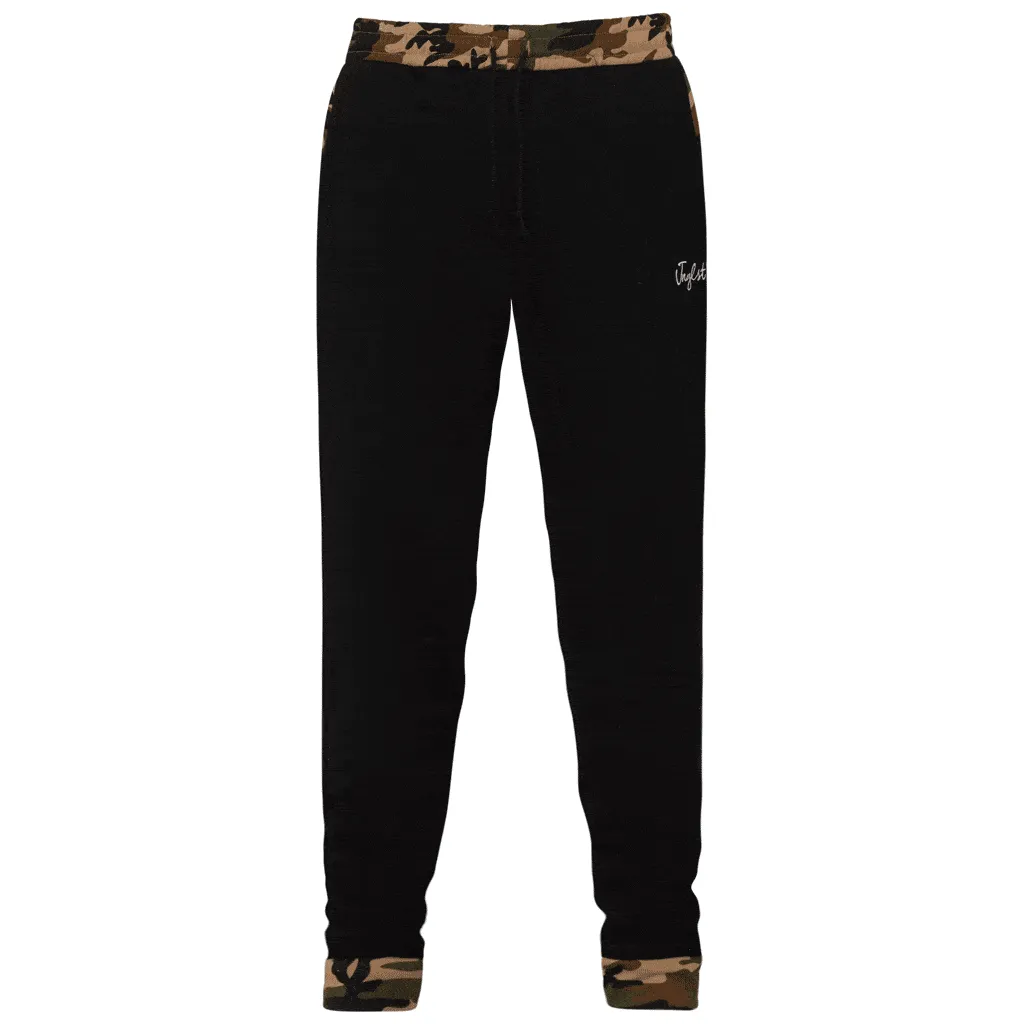 Black Jnglst Joggers with Camo Detail