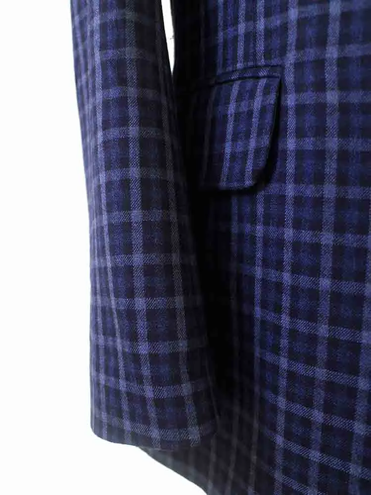 BLUE GINGHAM WORSTED 3 PIECE SUIT