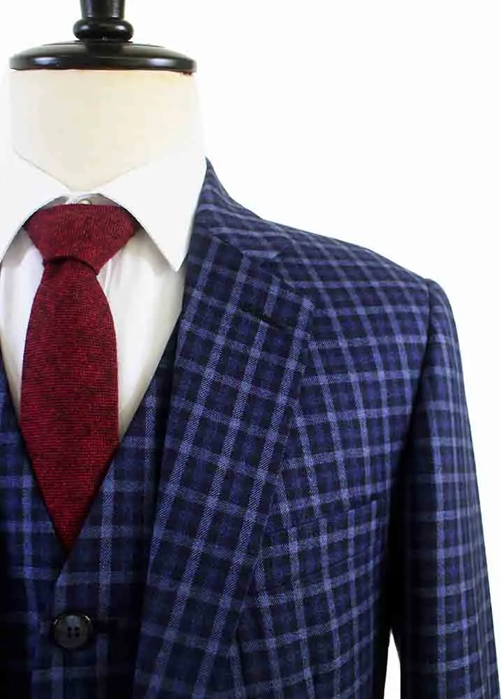 BLUE GINGHAM WORSTED 3 PIECE SUIT