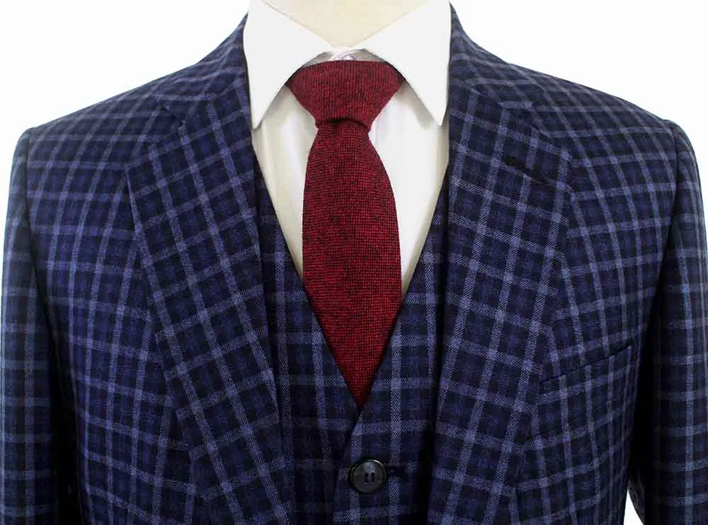 BLUE GINGHAM WORSTED 3 PIECE SUIT