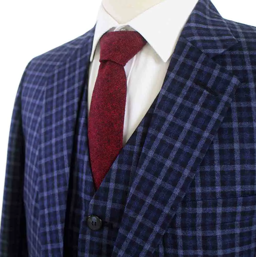 BLUE GINGHAM WORSTED 3 PIECE SUIT