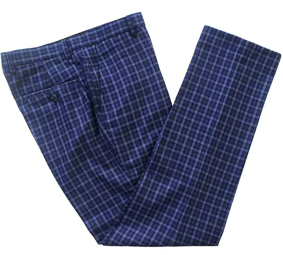 BLUE GINGHAM WORSTED 3 PIECE SUIT