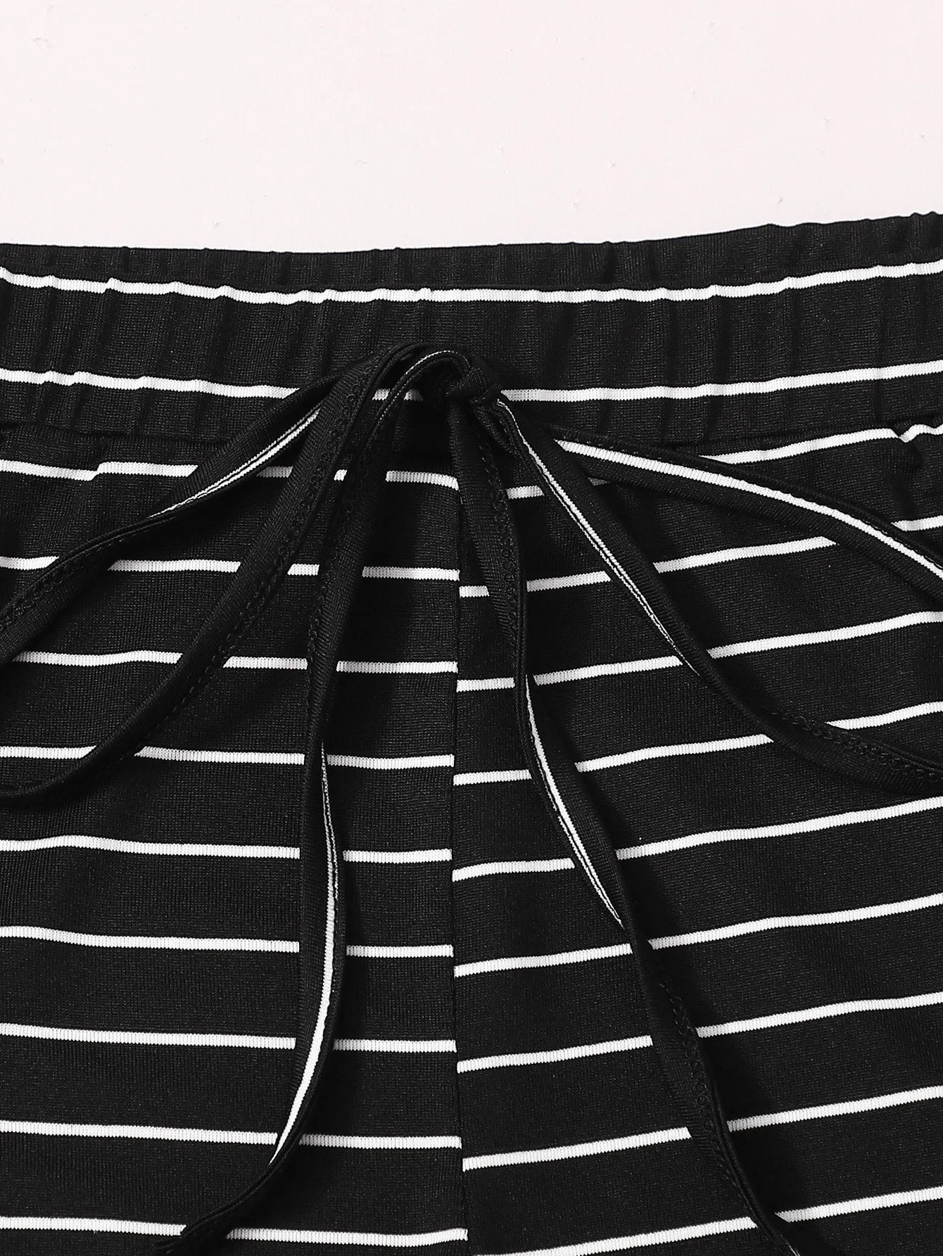 Casual Striped Tie Front High Waist Women Shorts