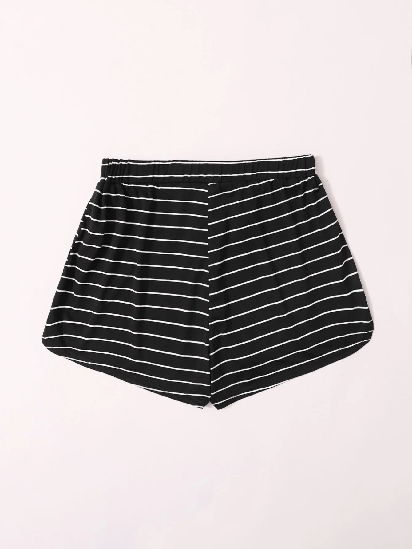 Casual Striped Tie Front High Waist Women Shorts