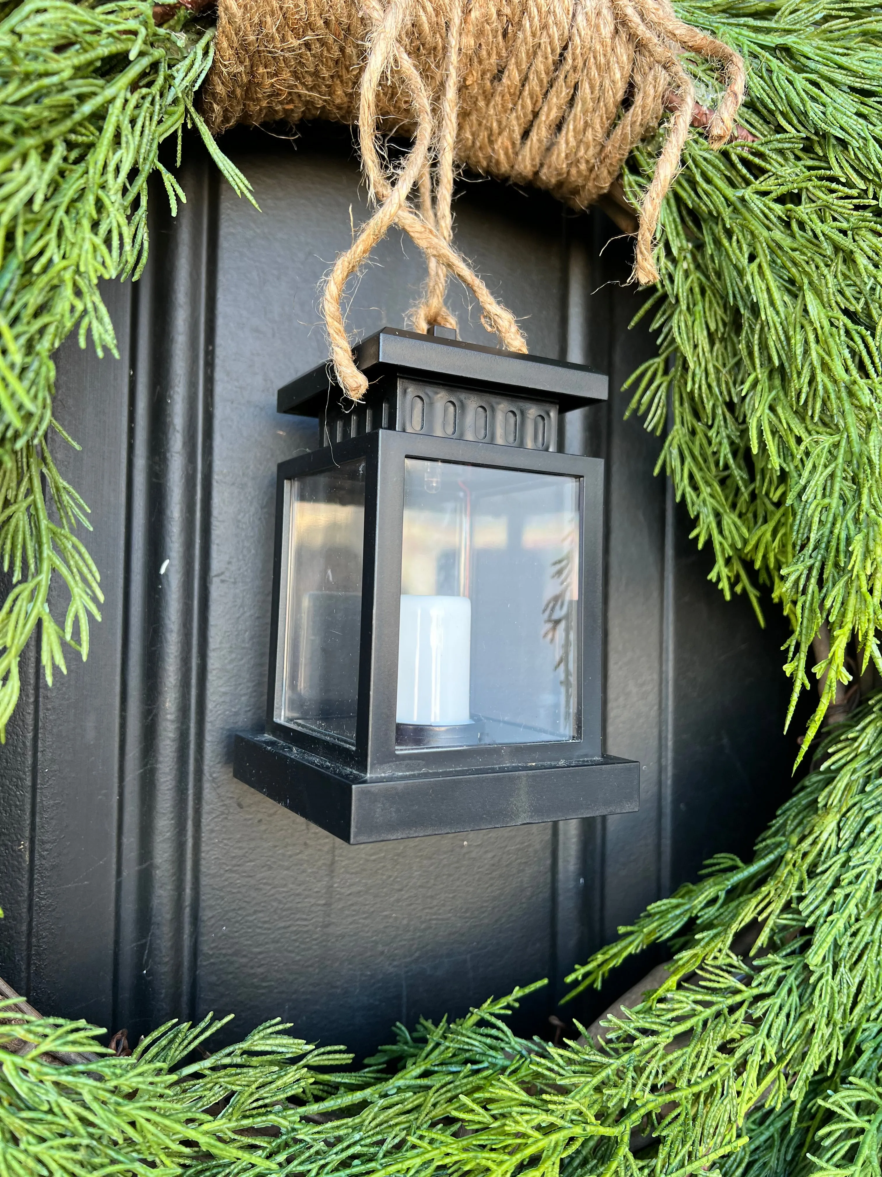 Christmas Cedar Wreath with Lantern