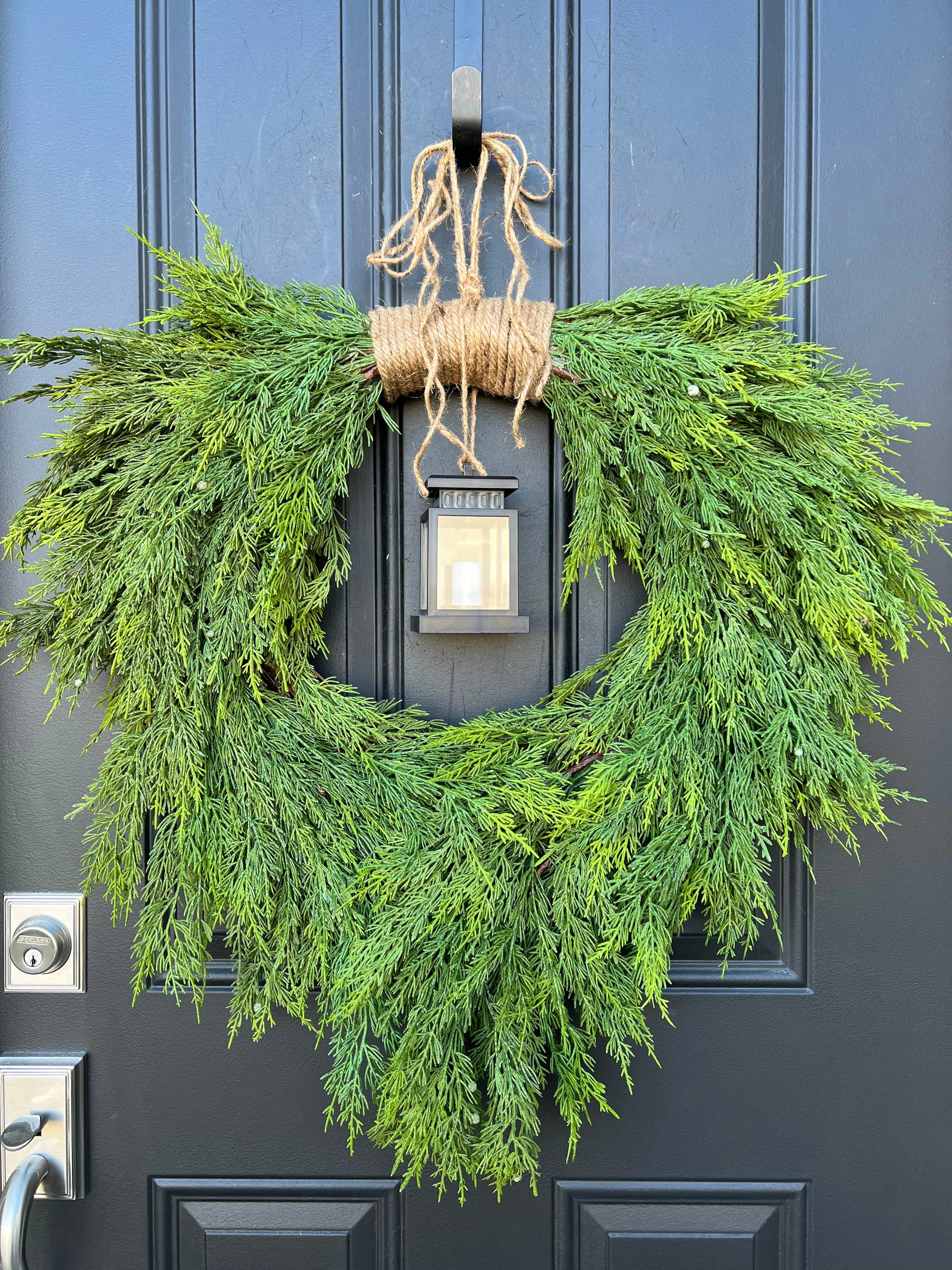 Christmas Cedar Wreath with Lantern