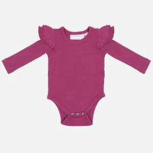 Cozy Long Sleeve Flutter - Raspberry