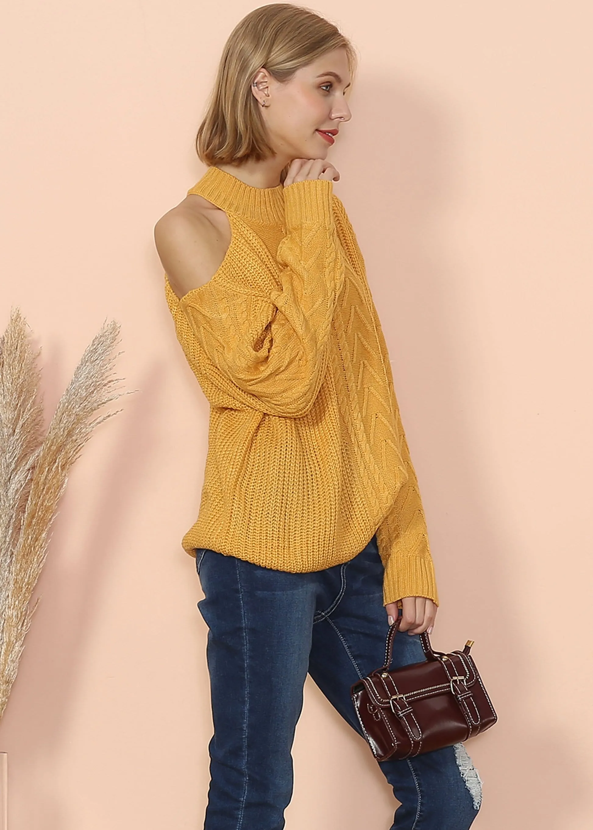 Cut Out Cable Knit Sweater