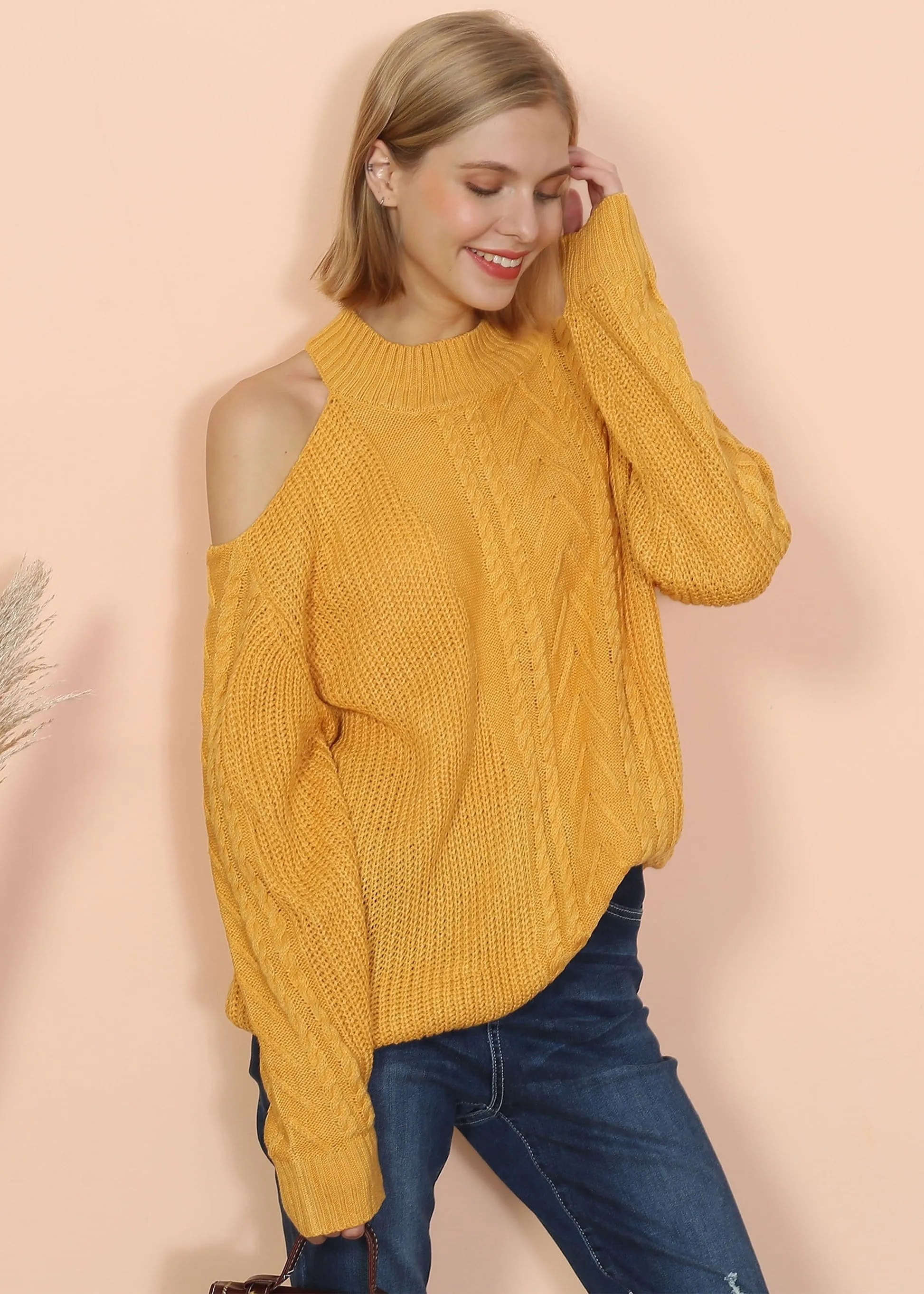 Cut Out Cable Knit Sweater