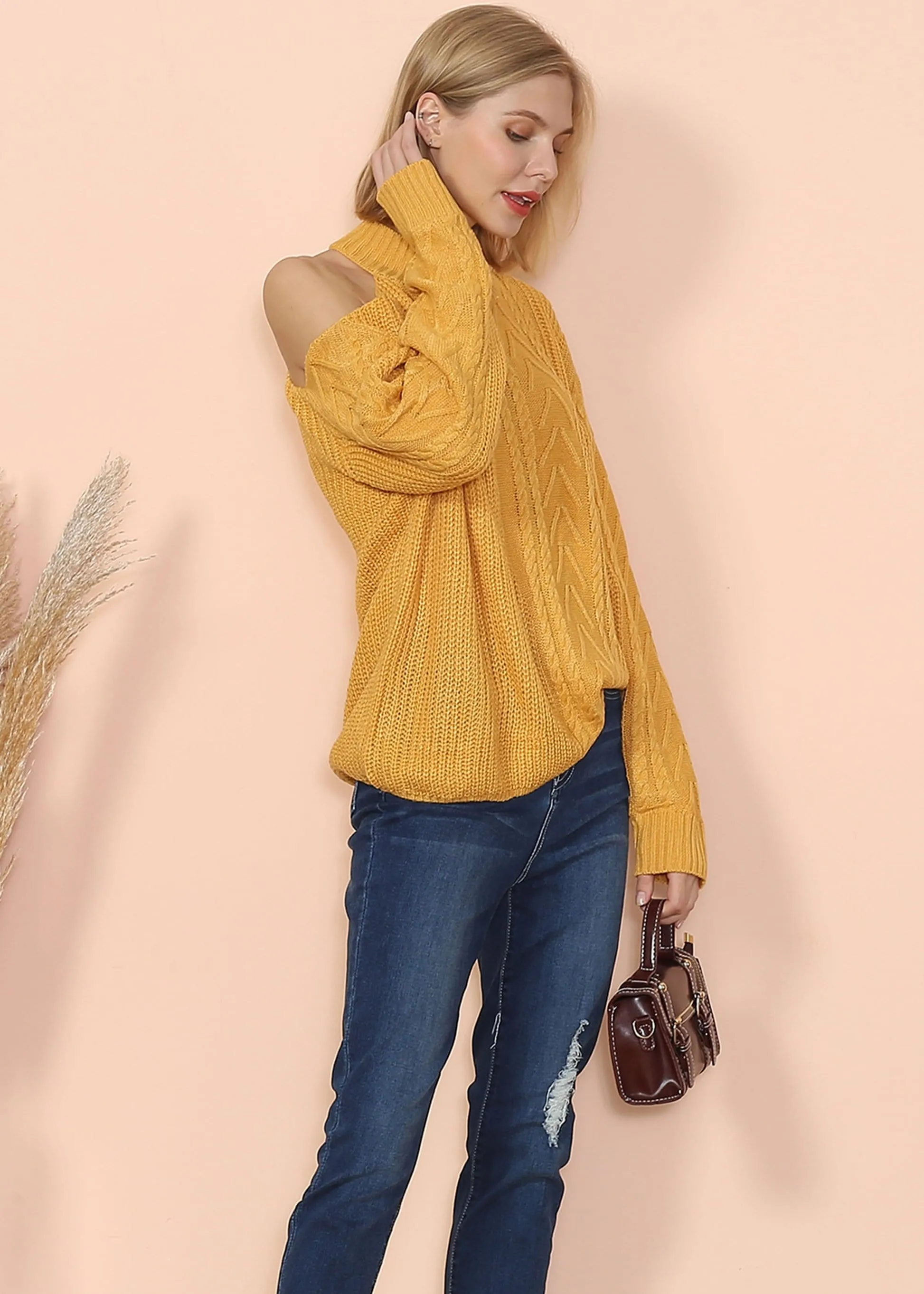 Cut Out Cable Knit Sweater