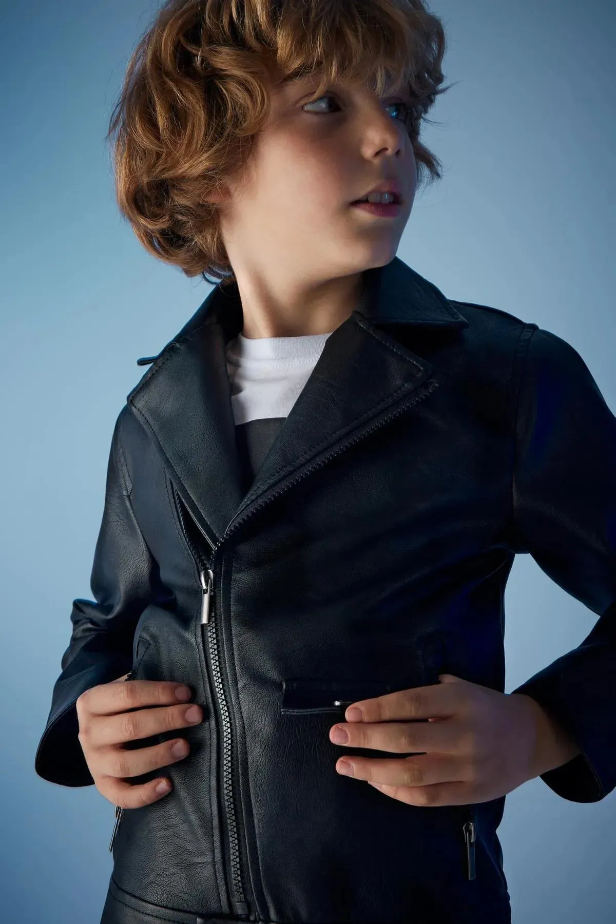 Defacto Boy Black Water Repellent Faux Leather Jacket Coat