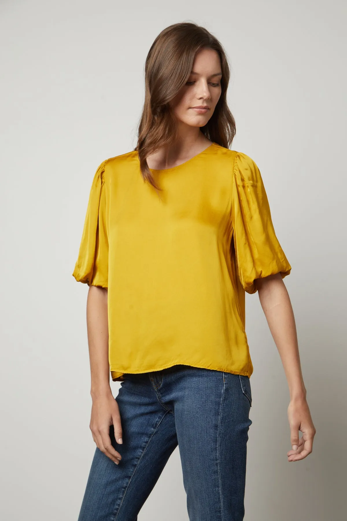 DESI SATIN PUFF SLEEVE TOP