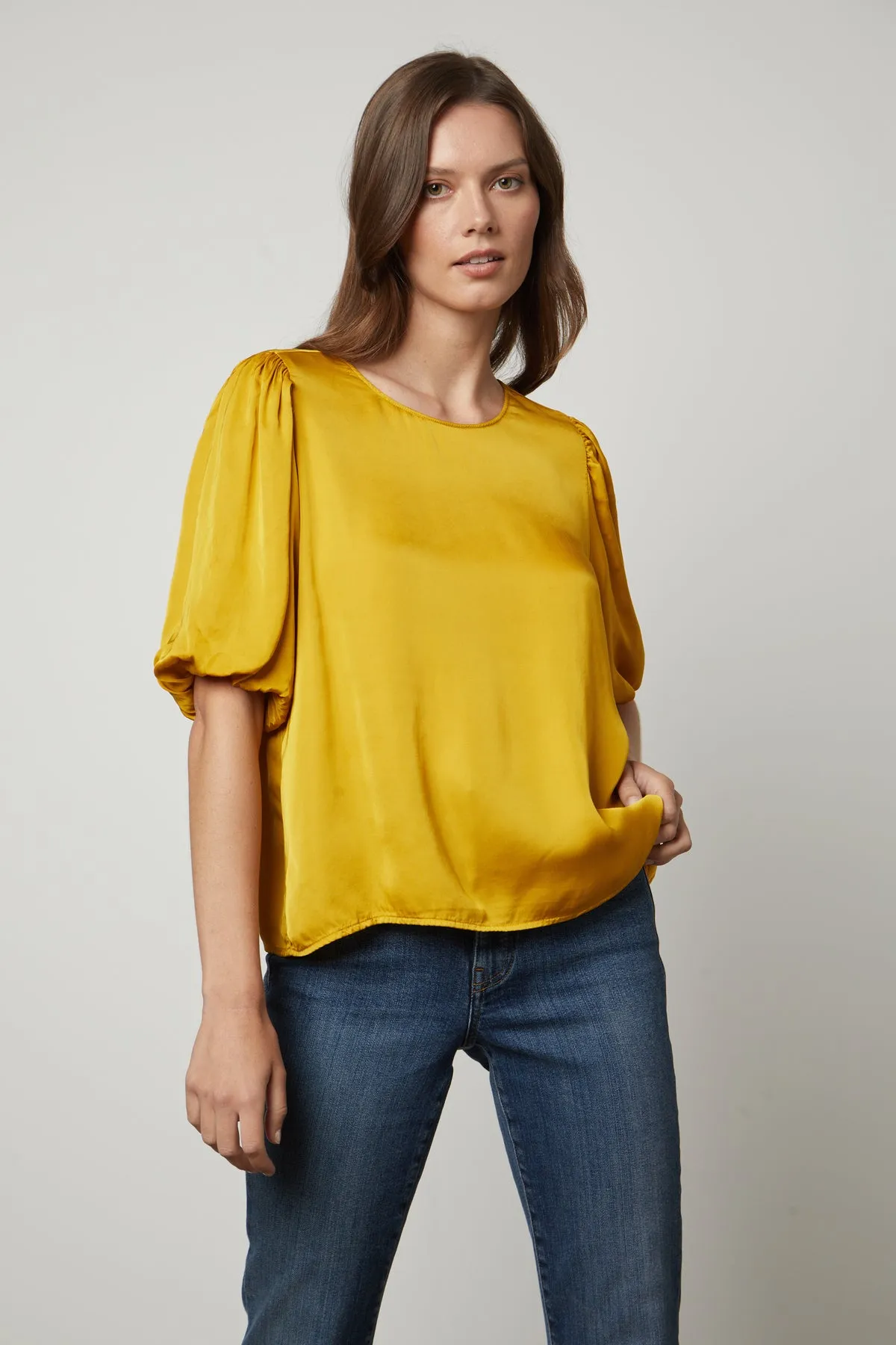 DESI SATIN PUFF SLEEVE TOP