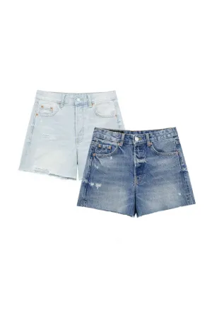 'Emma'Boyfriend-Style Denim Casual Shorts