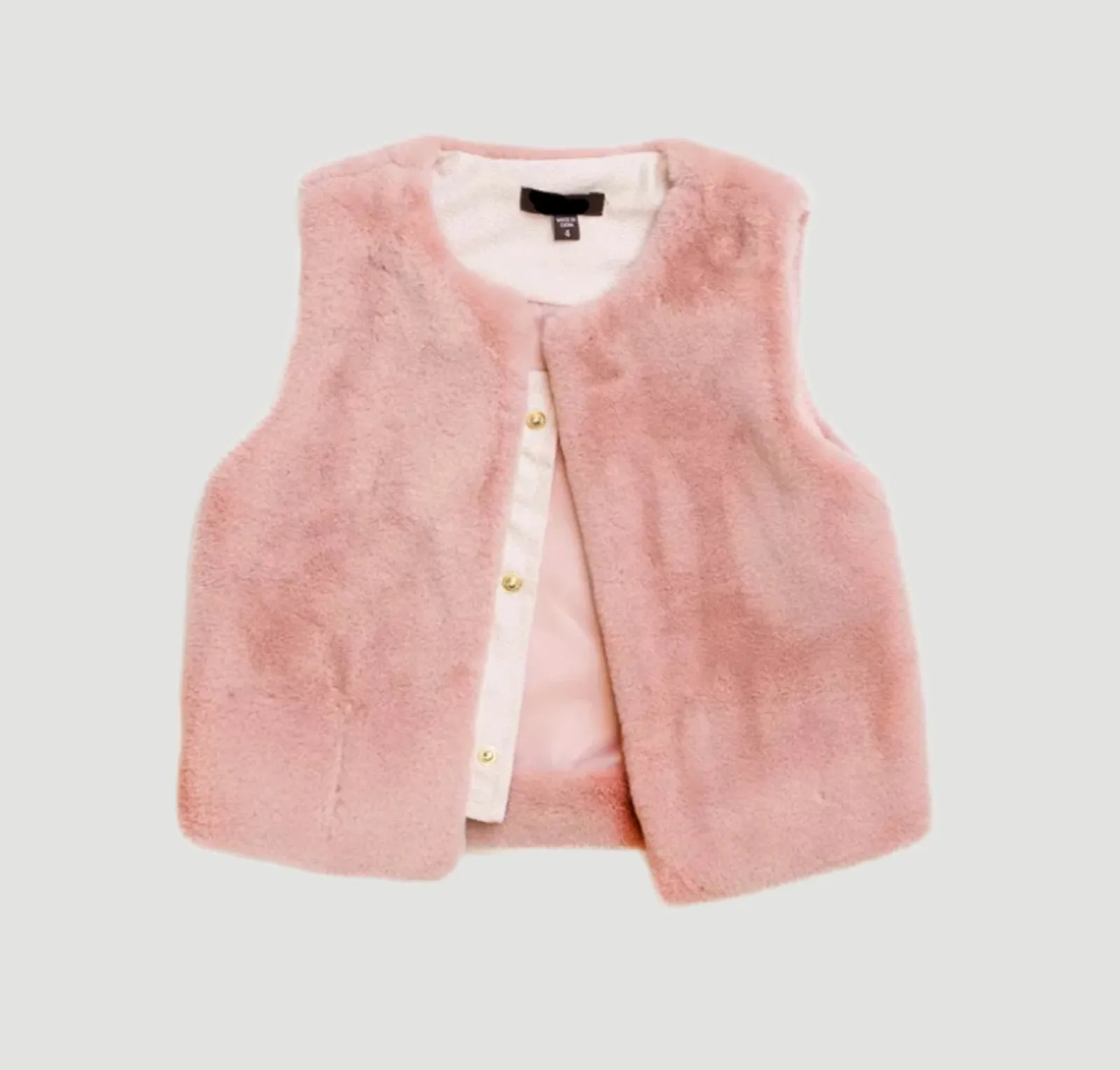 Eva Girls Faux Fur Vest - POWDER PINK