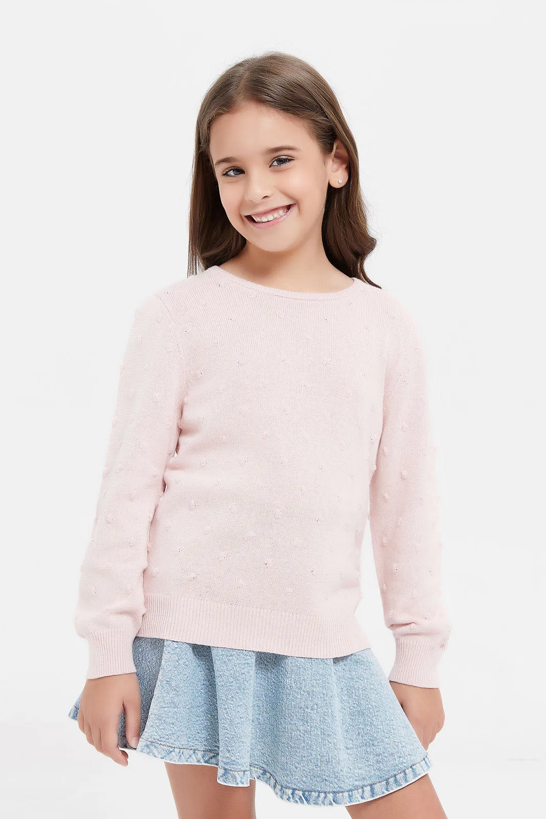 Girls Pink Knitted Pullover