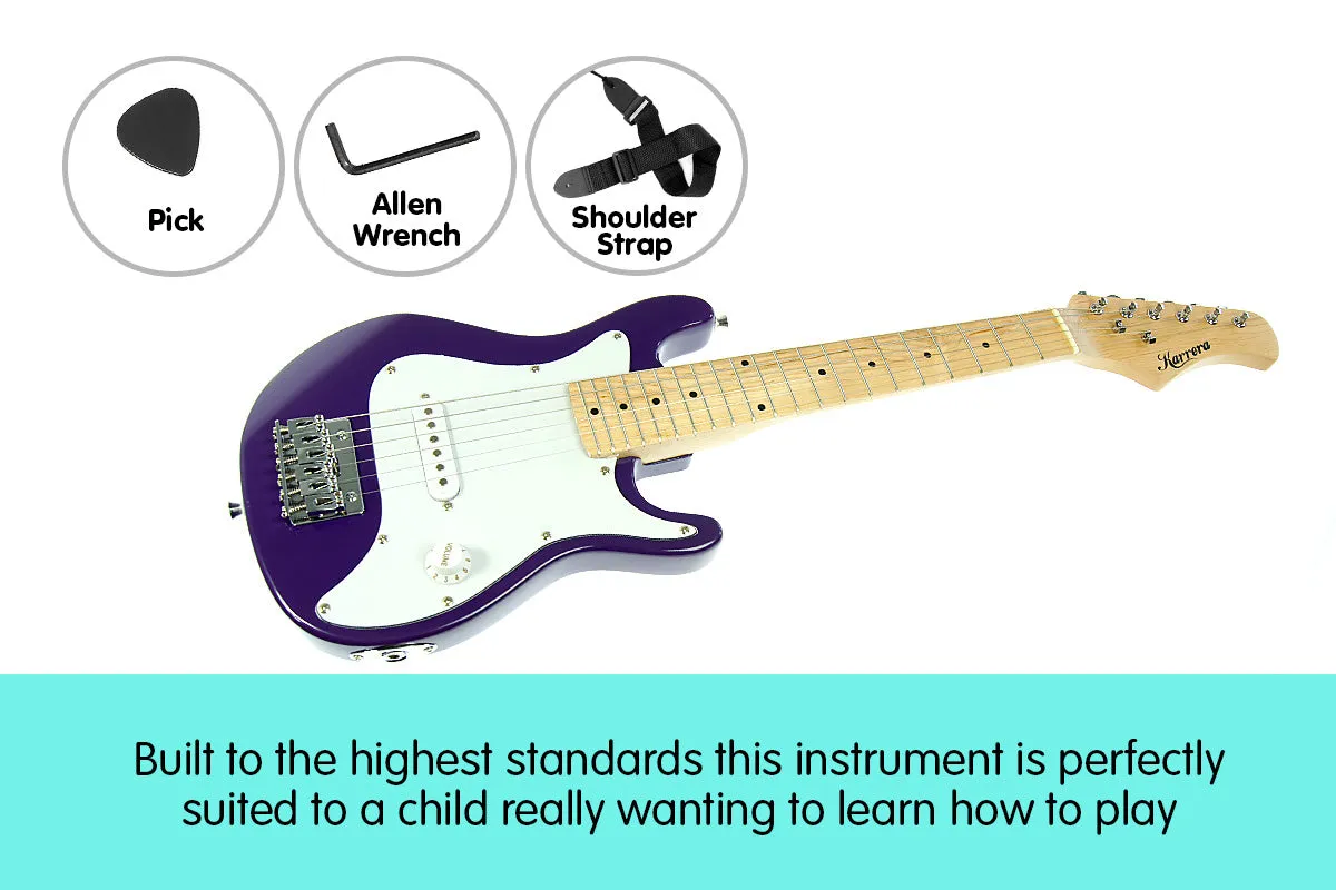 Gloss Finish Purple 1/2 Size Kids Electric Guitar - Karrera