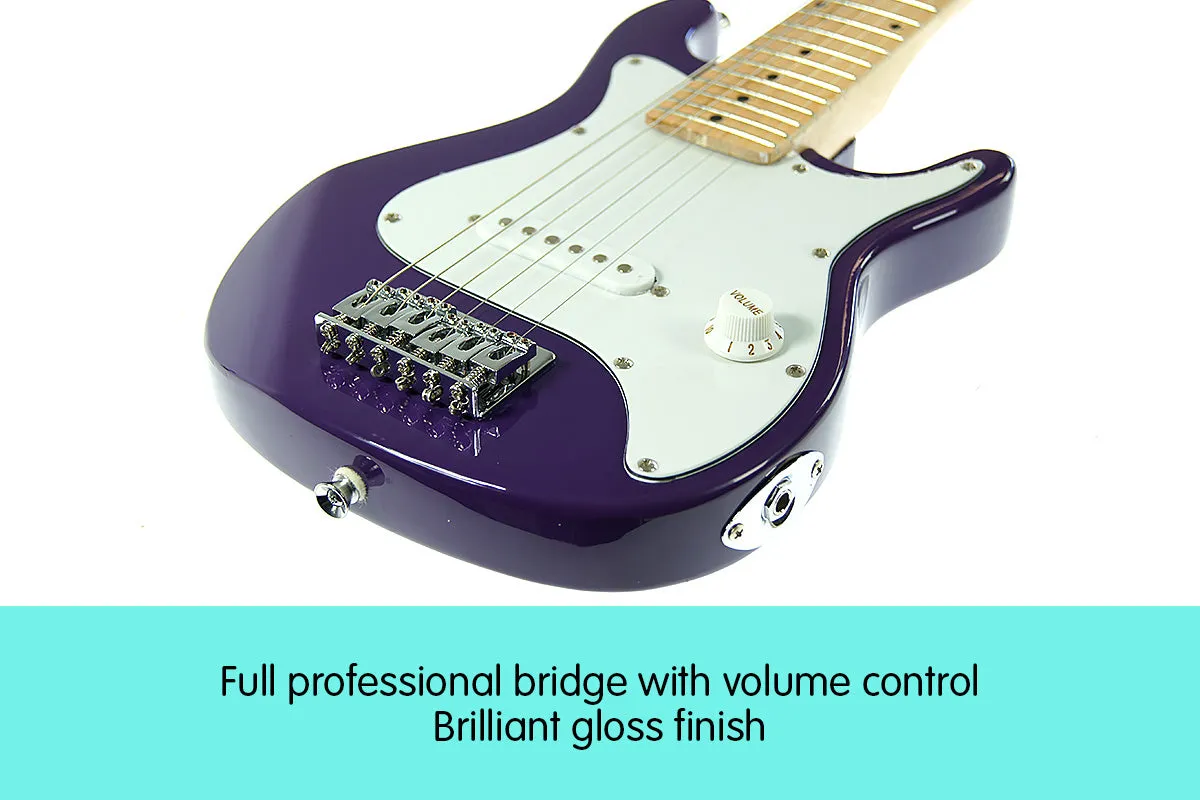 Gloss Finish Purple 1/2 Size Kids Electric Guitar - Karrera