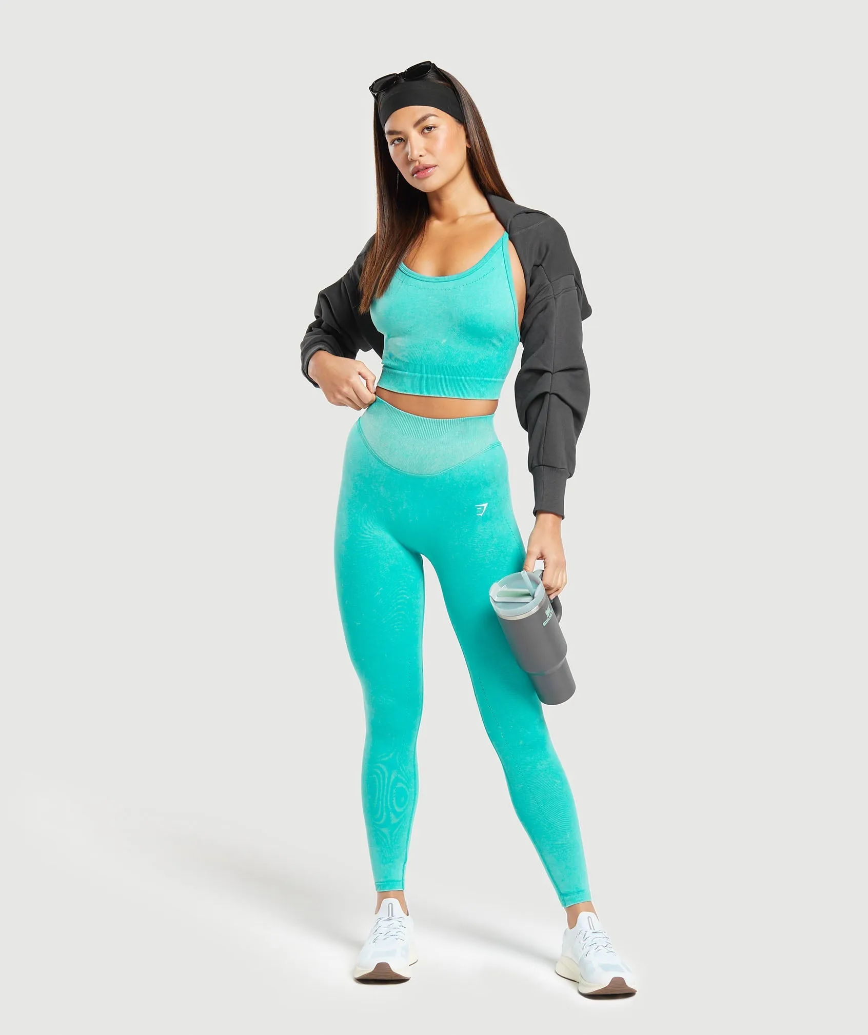 Gymshark Sweat Seamless Washed Midi Tank - Capri Blue