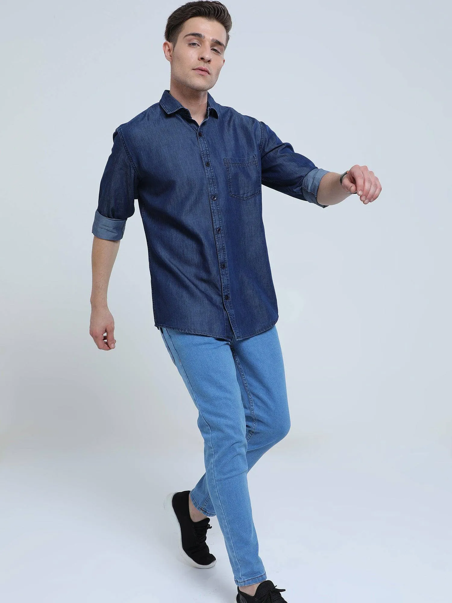 Indigo Denim Single Pocket Full Sleeve Shirt