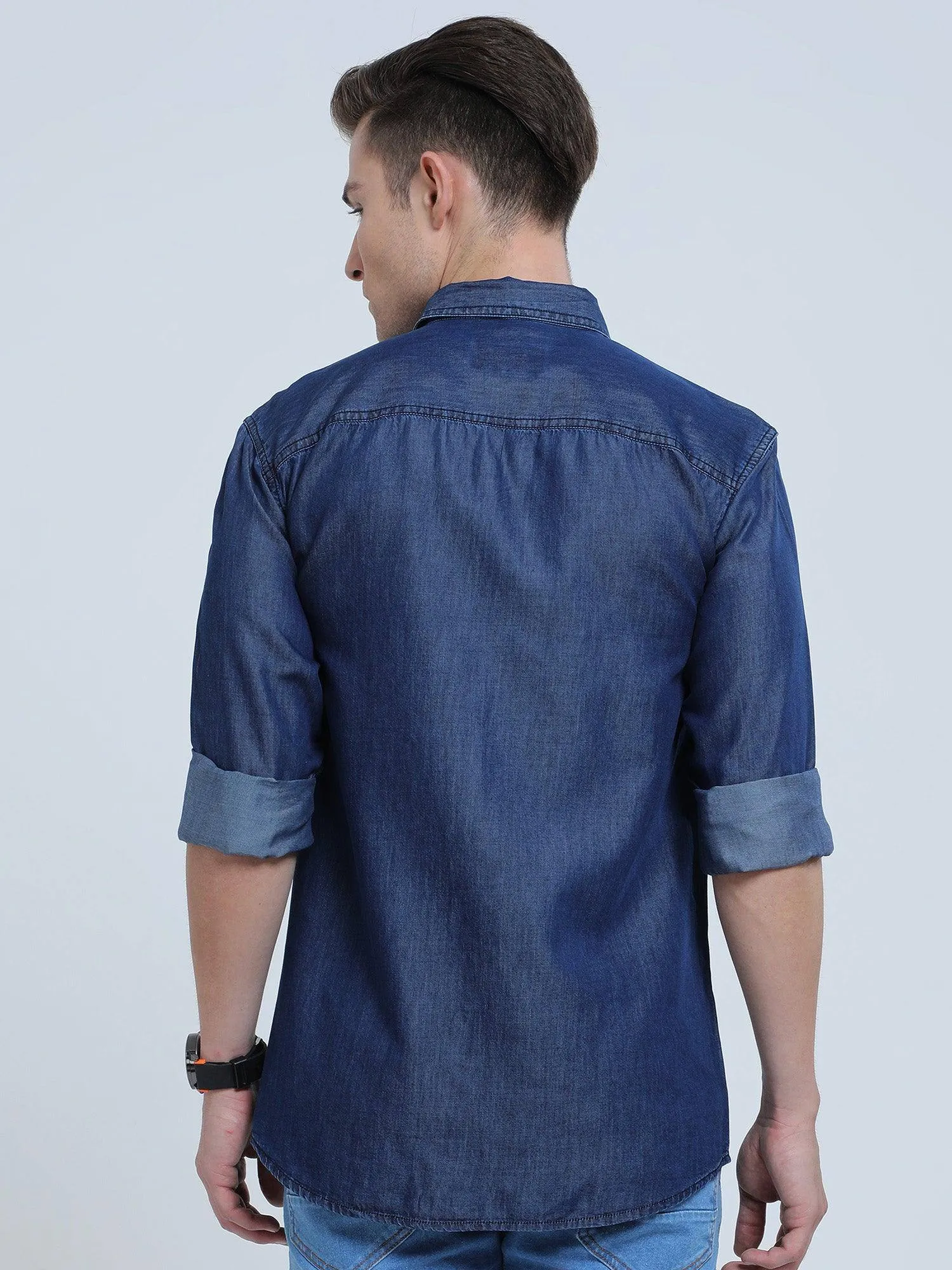 Indigo Denim Single Pocket Full Sleeve Shirt