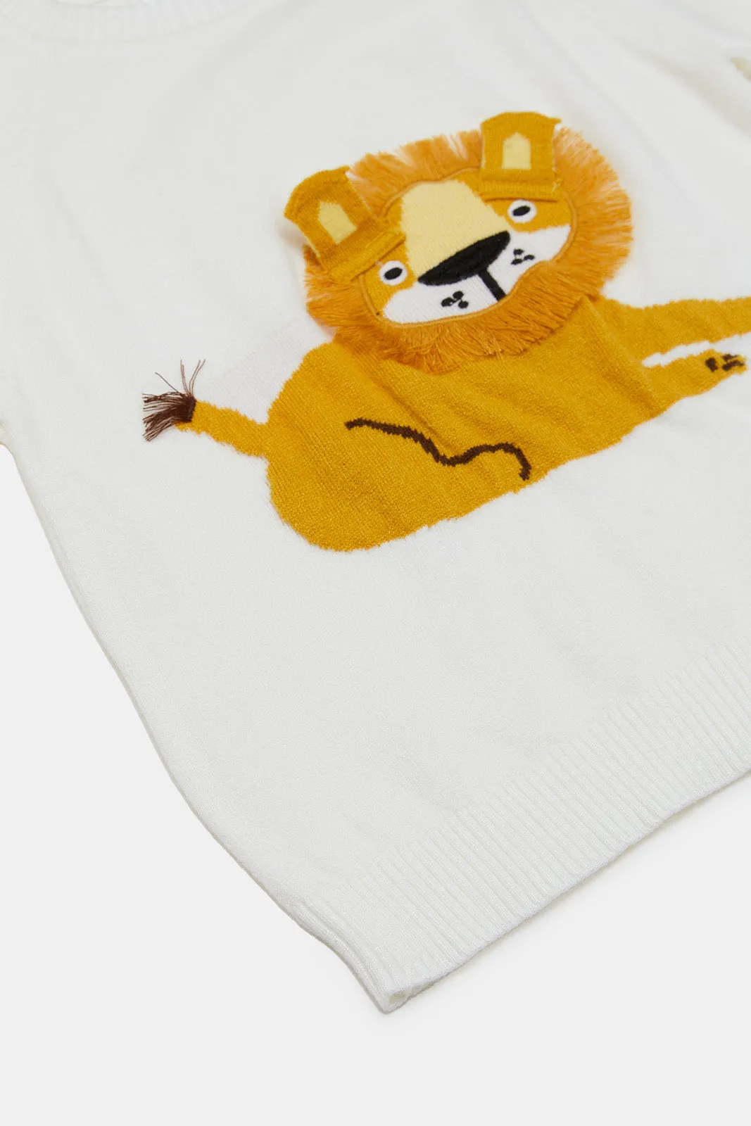 Infant Boys Cream Lion Embellished Pullover