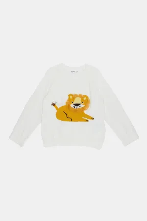 Infant Boys Cream Lion Embellished Pullover