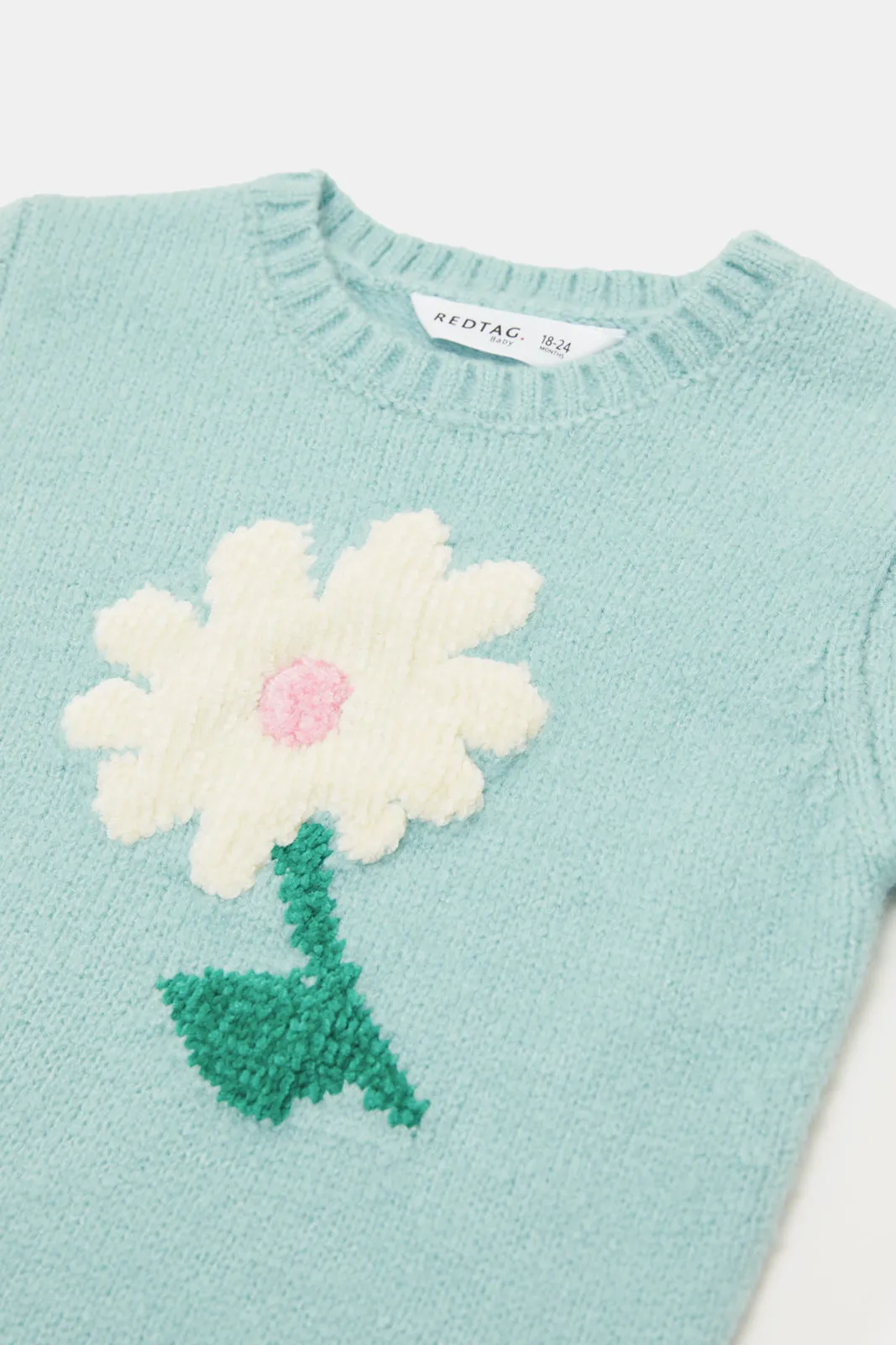 Infant Girls Blue Flower Artwork Pullover