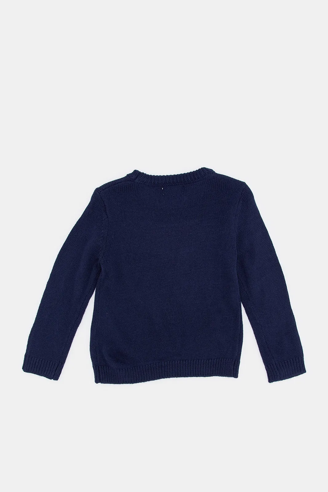 Infant Girls Navy Bunny Knitted Pullover